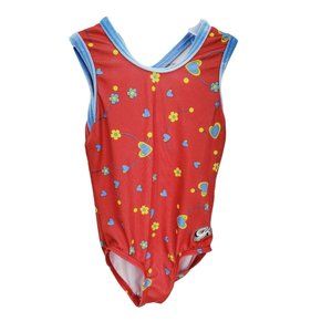 GK From Elite Sportswear Red  Floral Heart Size Extra Small Leotard‎